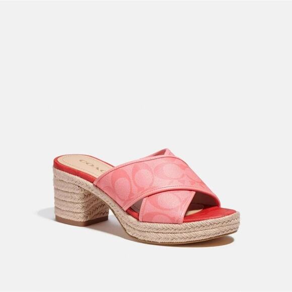 COACH ESPADRILLE SLIDE-ON SANDALS SLOAN IN PINK LEMONADE SIZES 10 & 11 AVAILABLE - Picture 2 of 6